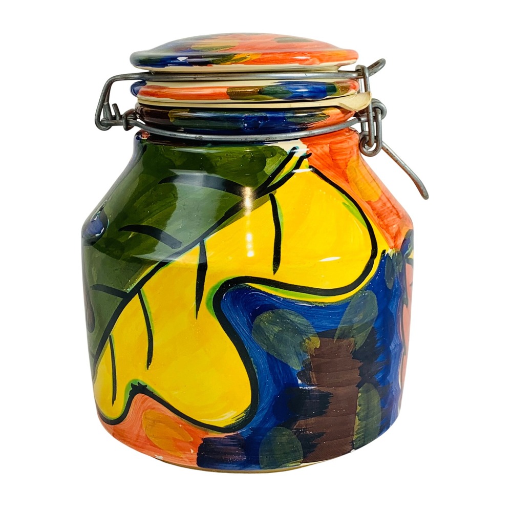 Vtg Starbucks Ciao Italia Bellini Jar Canister Hand Painted‎ Pottery Italy READ
